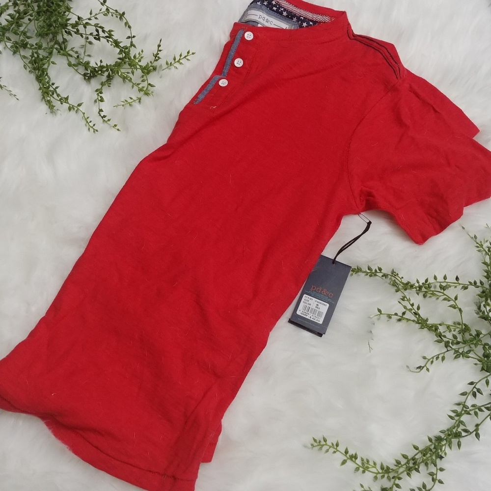🏷️ Mens 3 Button Red Short Sleeve Tee *2 for $12*